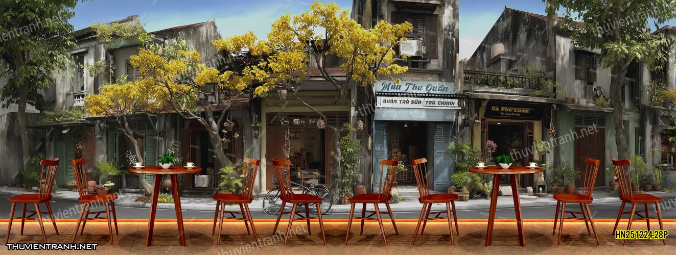 Tranh dán tường Phố cổ Hà Nội, Phố xưa - -HN251224-28P - Tranh tường chất lượng cao